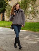 Immaculate Vegan - Issy London Christie Luxe Faux Fur Collar Jacket Dark Grey