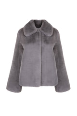 Immaculate Vegan - Issy London Christie Luxe Faux Fur Collar Jacket Dark Grey