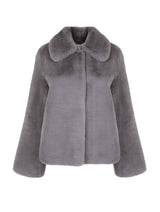 Immaculate Vegan - Issy London Christie Luxe Faux Fur Collar Jacket Dark Grey