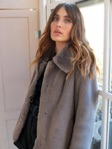 Immaculate Vegan - Issy London Christie Luxe Faux Fur Collar Jacket Dark Grey