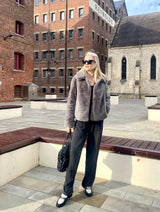 Immaculate Vegan - Issy London Christie Luxe Faux Fur Collar Jacket Dark Grey