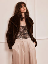 Immaculate Vegan - Issy London Gemma Luxe Pile Vegan Faux Fur Jacket | Chocolate