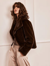 Immaculate Vegan - Issy London Gemma Luxe Pile Vegan Faux Fur Jacket | Chocolate