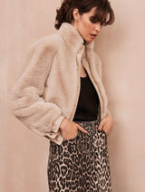 Immaculate Vegan - Issy London Jolie Bomber Jacket Vegan Luxe Pile Faux Fur Neutral