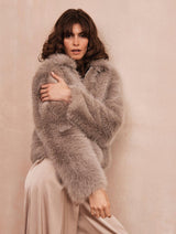 Immaculate Vegan - Issy London Karla Luxe Vegan Faux Fur Bomber Jacket | Soft Taupe