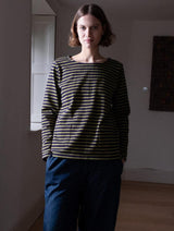 Immaculate Vegan - BIBICO Sailor Women's Organic Cotton Jersey Striped T-Shirt | Navy & Chartreuse Stripe