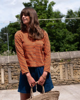 Immaculate Vegan - BIBICO Joss Women's Cotton Jersey Cardigan | Coral & Indigo Stripe