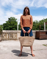 Immaculate Vegan - BIBICO Joss Women's Cotton Jersey Cardigan | Coral & Indigo Stripe