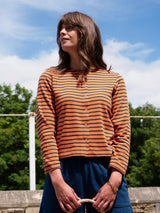 Immaculate Vegan - BIBICO Joss Women's Cotton Jersey Cardigan | Coral & Indigo Stripe