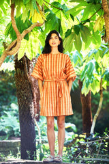 Immaculate Vegan - KOMODO AZUL - Organic Cotton Weave Stripe Dress Pink