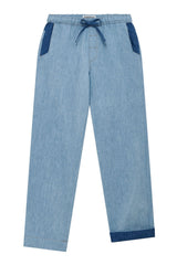 Immaculate Vegan - KOMODO JOSHUA - Linen Trouser Mid Patchwork Blue