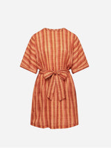 Immaculate Vegan - KOMODO AZUL - Organic Cotton Weave Stripe Dress Pink SIZE 1 / UK 8 / EUR 36
