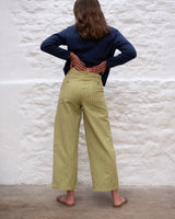 Immaculate Vegan - BIBICO Harper Women's Cotton & Linen Wide Leg Trousers | Avocado Stripe