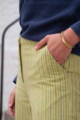 Immaculate Vegan - BIBICO Harper Women's Cotton & Linen Wide Leg Trousers | Avocado Stripe