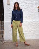 Immaculate Vegan - BIBICO Harper Women's Cotton & Linen Wide Leg Trousers | Avocado Stripe