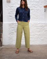 Immaculate Vegan - BIBICO Harper Women's Cotton & Linen Wide Leg Trousers | Avocado Stripe