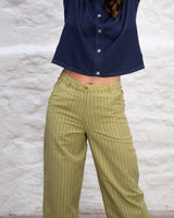 Immaculate Vegan - BIBICO Harper Women's Cotton & Linen Wide Leg Trousers | Avocado Stripe