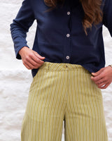 Immaculate Vegan - BIBICO Harper Women's Cotton & Linen Wide Leg Trousers | Avocado Stripe