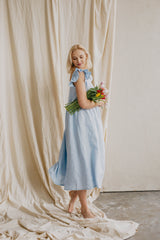 Immaculate Vegan - Laume Linen Ona Women's Linen Ruffle Dress | Sky Blue