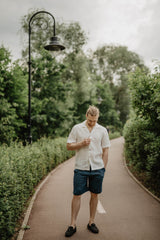 Immaculate Vegan - Laume Linen Pilenas Men's Linen Short sleeve Shirt | Multiple Colours XS / Creamy white