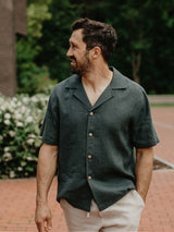 Immaculate Vegan - Laume Linen Pilenas Men's Linen Short sleeve Shirt | Multiple Colours XS / Forest green
