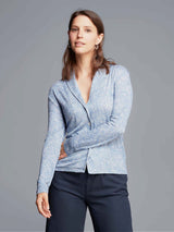 Immaculate Vegan - Lavender Hill Clothing Patterned TENCEL™ Lyocell Shawl Collared Top | Light Blue Light Blue / UK 8