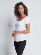 Immaculate Vegan - Lavender Hill Clothing Boat Neck Cotton Modal Blend T-shirt | Multiple Colours White / UK 6