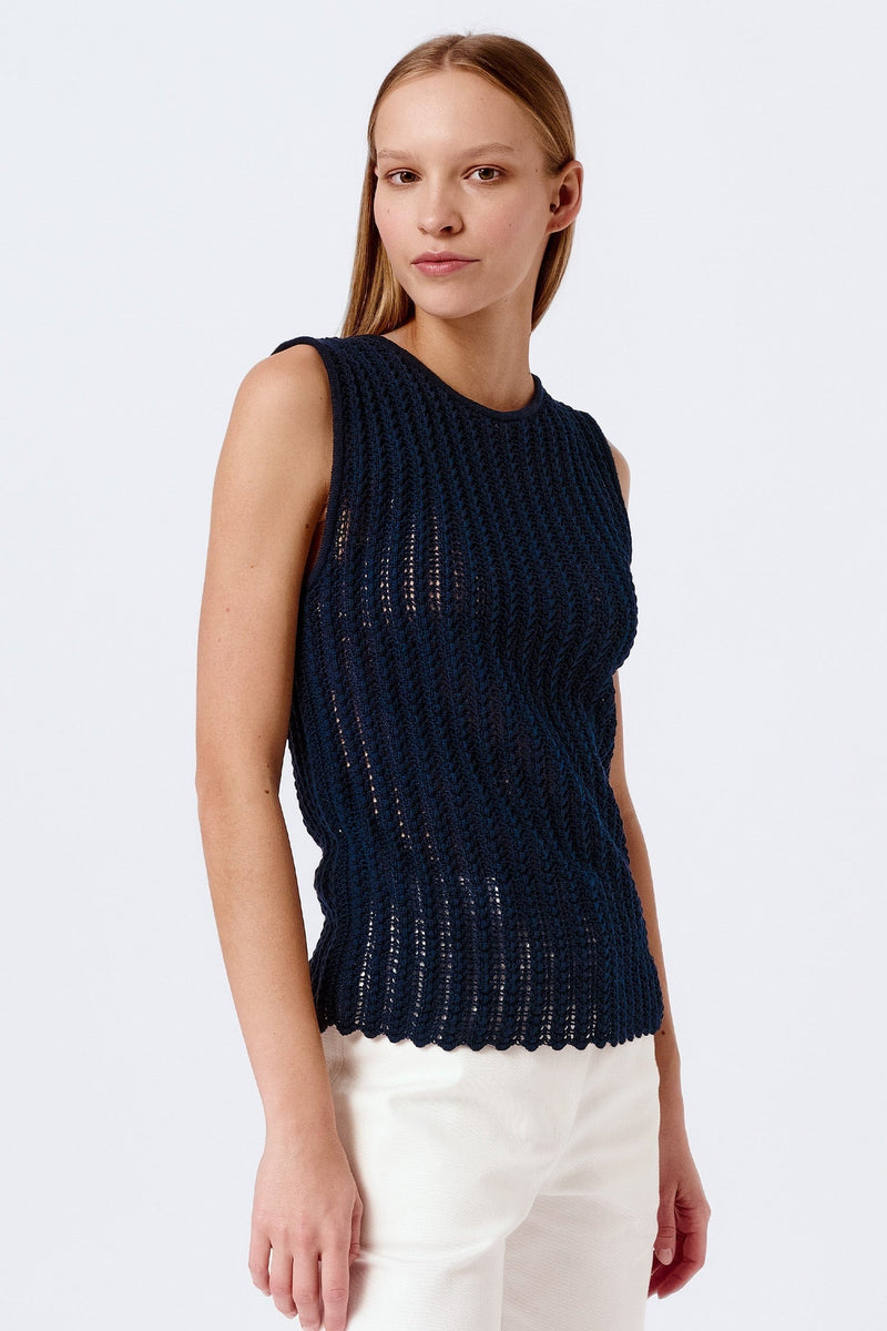 Mila.Vert Knitted ribbed lace top