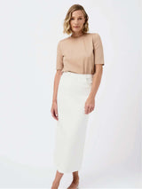 Immaculate Vegan - Mila.Vert Maxi Denim Organic Cotton Skirt | White White / XS