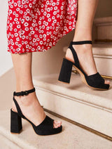 Immaculate Vegan - Minuit sur Terre Narcissus Vegan Suede Block Heels | Black 35