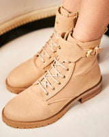Immaculate Vegan - Minuit sur Terre Jupiter Vegan Recycled Grain Lace-up Boots | Latte