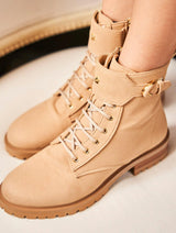 Immaculate Vegan - Minuit sur Terre Jupiter Vegan Recycled Grain Lace-up Boots | Latte