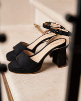 Immaculate Vegan - Minuit sur Terre Narcissus Vegan Suede Block Heels | Black