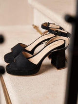 Immaculate Vegan - Minuit sur Terre Narcissus Vegan Suede Block Heels | Black