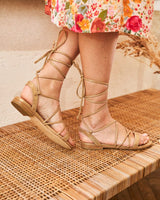 Immaculate Vegan - Minuit sur Terre Nasturtium Vegan Leather Ankle Wrap Sandals | Gold
