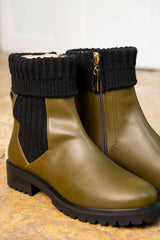 Immaculate Vegan - Minuit sur Terre Oracle Vegan Leather High-Ankle Flat Boots | Khaki