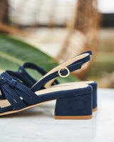 Immaculate Vegan - Minuit sur Terre Peony Vegan Suede Heeled Sandals | Midnight Blue