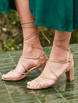 Immaculate Vegan - Minuit sur Terre Hawthorn Vegan Leather Heeled Sandals | Gold UK2.5 / EU35 / US4.5