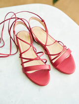 Immaculate Vegan - Minuit sur Terre Nasturtium Vegan Leather Ankle Wrap Sandals | Orchid UK2.5 / EU35 / US4.5