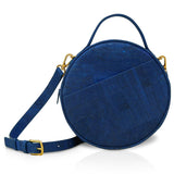 Immaculate Vegan - MURMALI Beta Handcrafted Cork Vegan Round Shoulder Bag | Navy