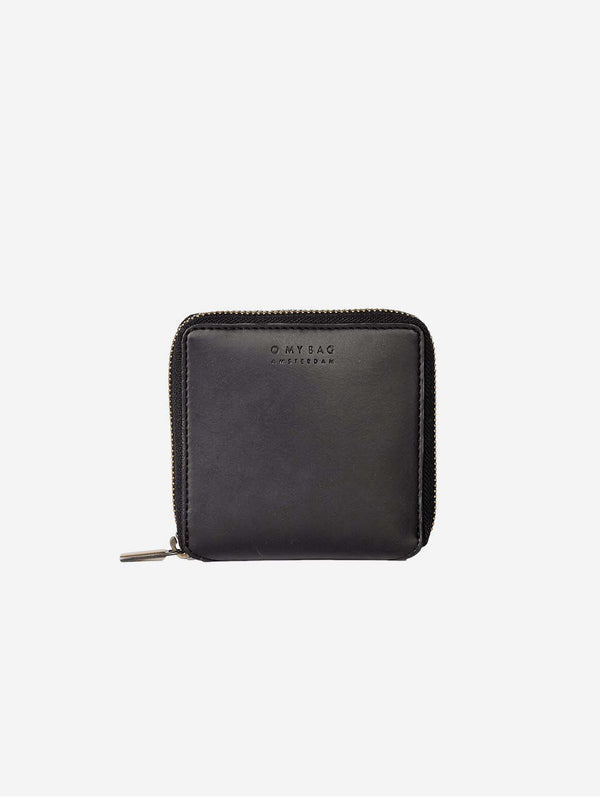 O My Bag Sonny Apple Leather Square Wallet | Black Black / Vegan Uppeal™ / Small