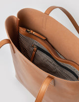 Immaculate Vegan - O My Bag Georgia Unisex Apple Leather Tote Vegan Bag | Brown Cognac / Vegan Uppeal™ / Large