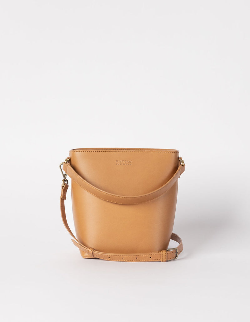 O My Bag Bobbi Apple Leather Midi Vegan Bucket Bag | Brown Cognac / Vegan Uppeal™ / Small