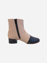 Immaculate Vegan - Otijane Barbara Vegan Suede Quilted Heeled Boots | Stone 37