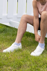 Immaculate Vegan - Peper Harow Men’s Organic Cotton Sport Trainer Sock 3 Pack | Orange, Grey and Blue