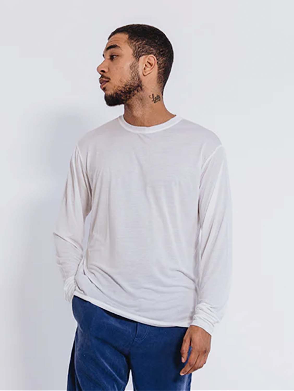 【oan】Helia Washing Long Sleeve T-shirt Sleeping T-Shirt - Long Sleeved - White | Tekla Fabrics