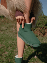 Immaculate Vegan - New Orchard Classic Unisex Vegan Faux Sheepskin Short Boots | Green