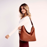 Immaculate Vegan - SKYLA MARY Classic Hobo Bag with Crossbody Strap Chestnut