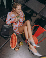 Immaculate Vegan - Bohema Kitten Heels Silver pointy toe pumps