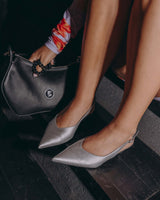Immaculate Vegan - Bohema Kitten Heels Silver pointy toe pumps